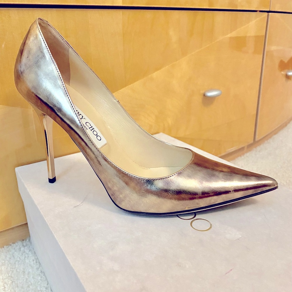 Jimmy Choo Women's Abel Vintage Mirror Leather - Antique - Pumps, Size 39.5